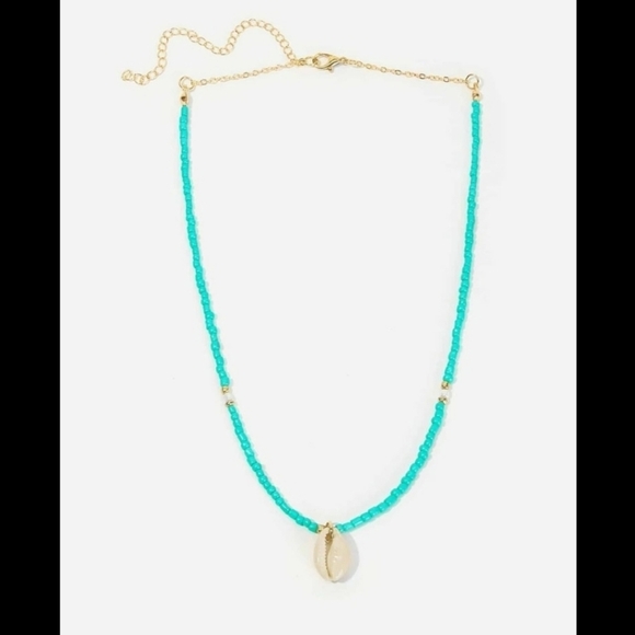 Blue Mini Bead and Puka Shell Necklace - Picture 3 of 5